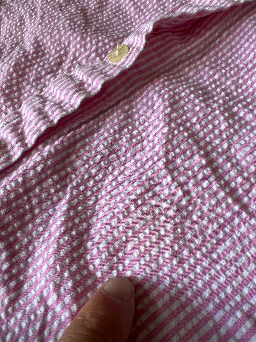 Ralph Lauren Pink & White Striped Seersucker Sleeveless Polo Top - Picture 5 of 9